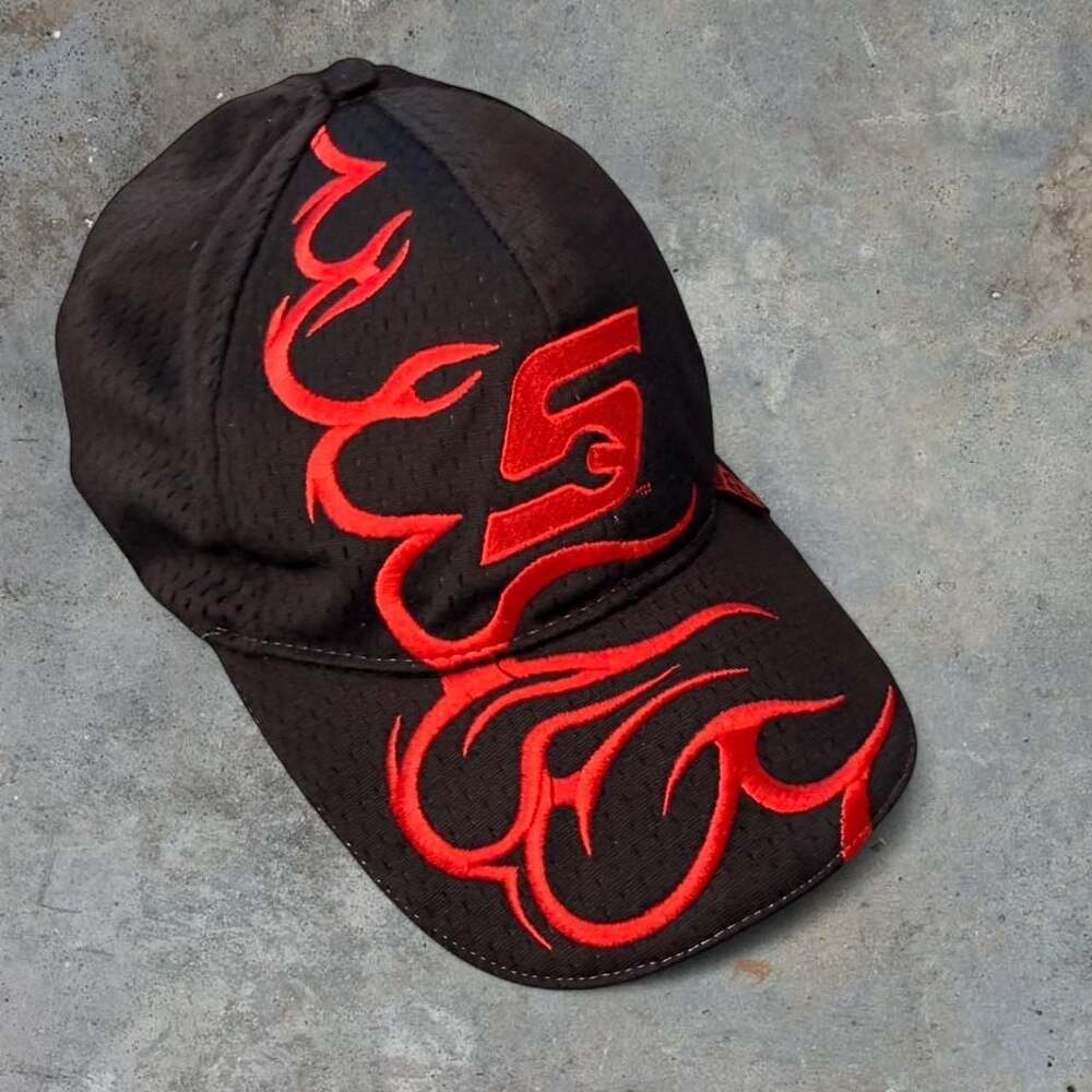 Snap-on 90th Anniversary Hat Black Red Tribal Flame Cap